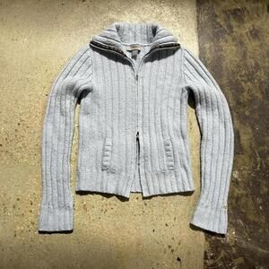 Vintage baby blue Women’s Hollister Co. zip up knitted Jacket
